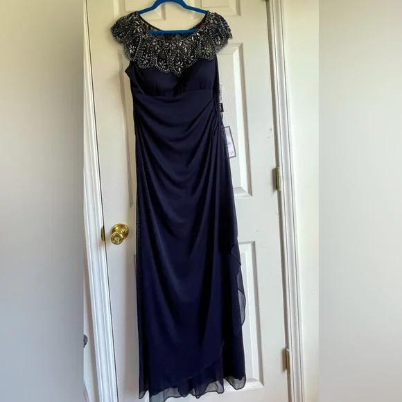 xscape navy beaded dress Xscape | Dresses | Classic Navy Blue Beaded Gown Xscape New